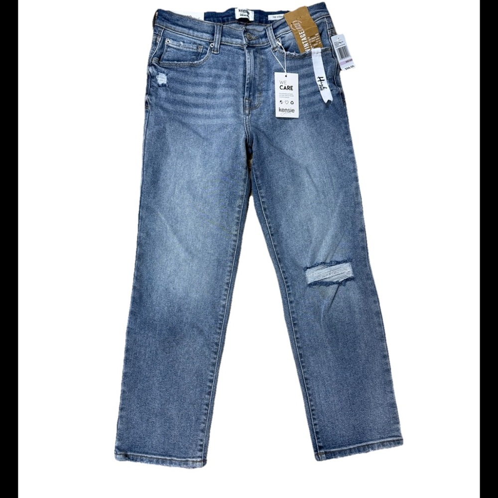 Kensie Vintage Luxe Jeans The Straight High-Rise Marina W/Destruction Women 6/28